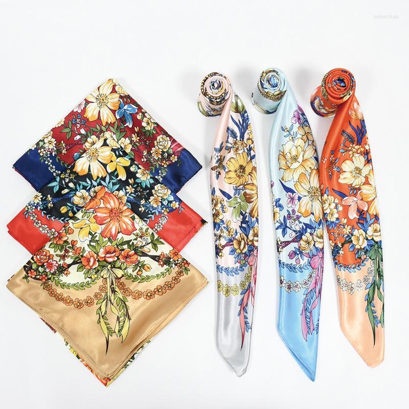 

Scarves Female Foulard Headbands Muslim Headscarves Bandana Square Scarf Silk Satin Print Hijab Women Shawls WrapsScarves