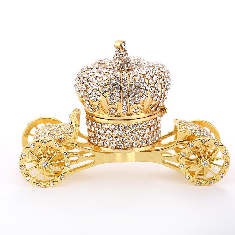 

Jewelry Pouches Bags European Style Pumpkin Carriage Jewel Case Storage Box Metal Handicraft Home Furnishing ArticlesJewelry