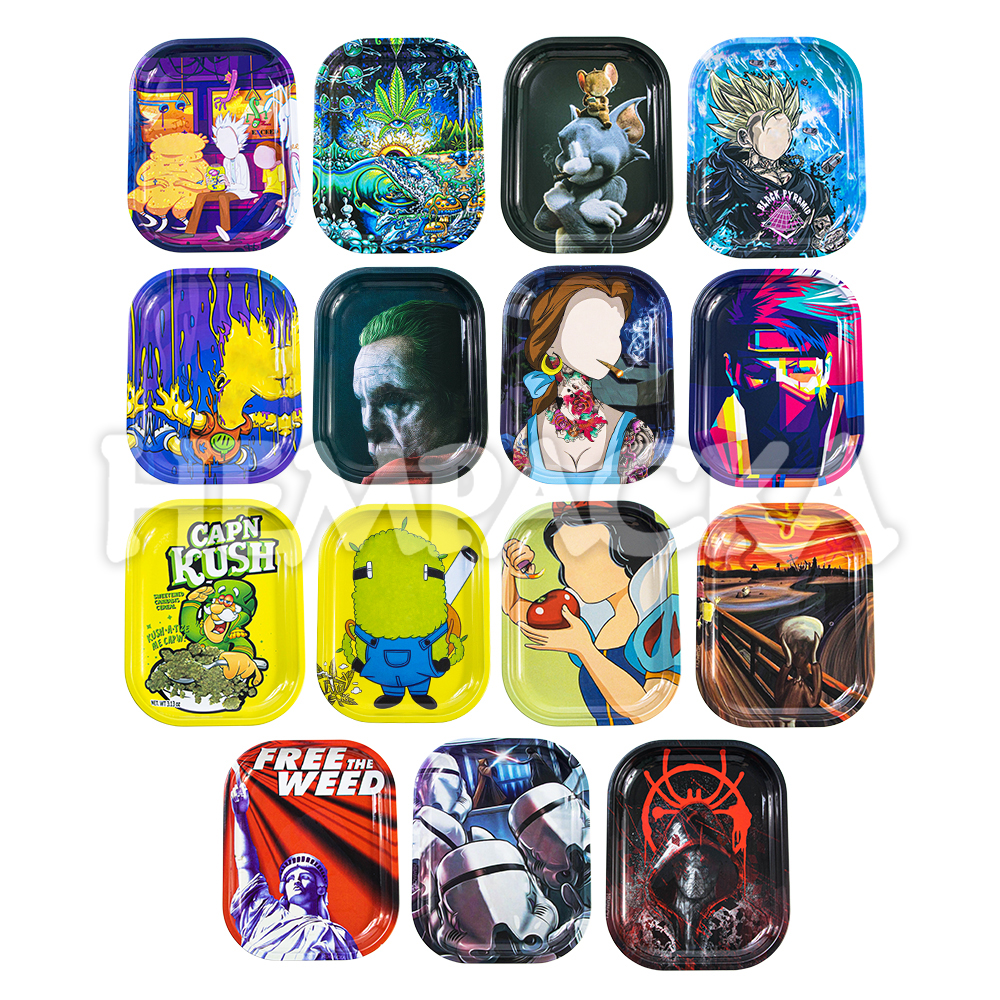 

Cartoon Rolling Tray Magnetic Lid 18x14cm Smoking Accessories Cigarette Paper Tobacco Storage Plate Leakproof Cover Customize