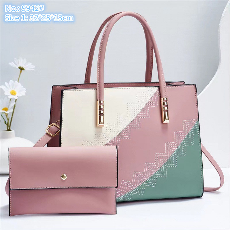 

Wholesale factory ladies leathers shoulder bags sweet little fresh embroidered handbag simple Joker solid color leather tote bag fashion color matching handbags, Black1-9942#