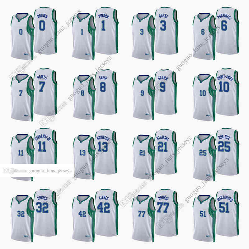 

Custom Printed 2022 New City Basketball Jerseys Porzingis Hardaway Powell Doncic Bullock Kleber Finney-Smith Marjanovic Brown Burke Green Br