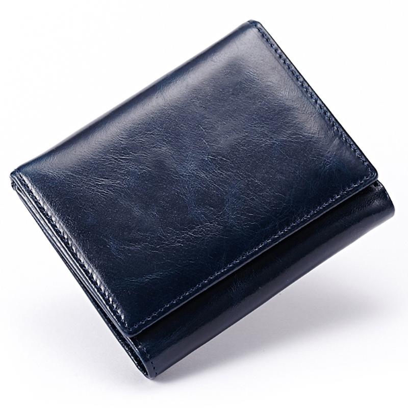 

Wallets 5pcs/lot Oil Wax Leather Women/Men Purse Short Vintage Women Genuine Designer Brand Unisex Card Holder PurseWallets, Black
