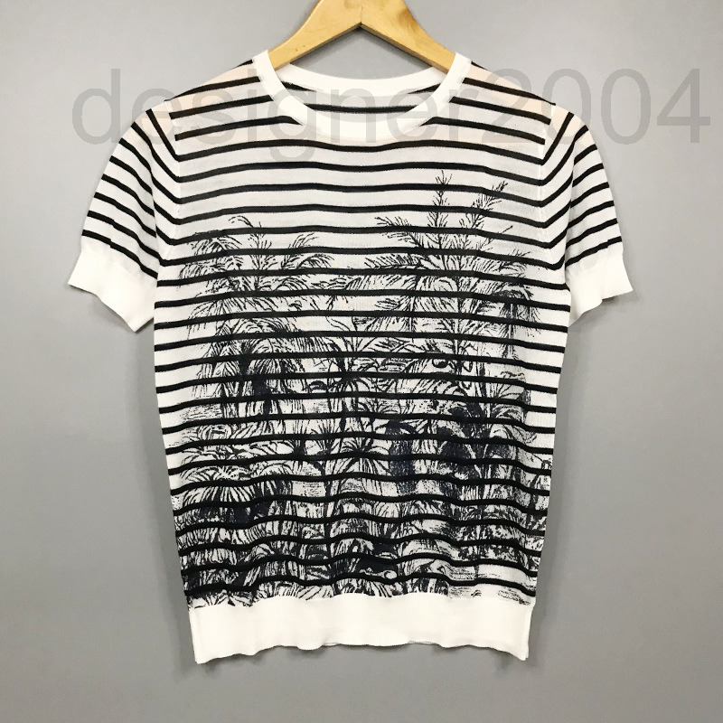Women's Sweaters designer D home knitwear women's new spring and summer 21 jungle tree Print stripe age reducing girl style Tiansi shor