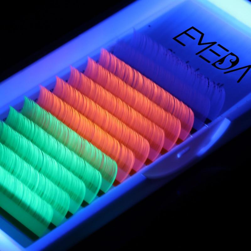 

False Eyelashes C/D Curl 8-18MM UV Neon Individual Glow In The Dark Softest Natural Long Thick Fluorescent Colorful EyelashesFalse FalseFals