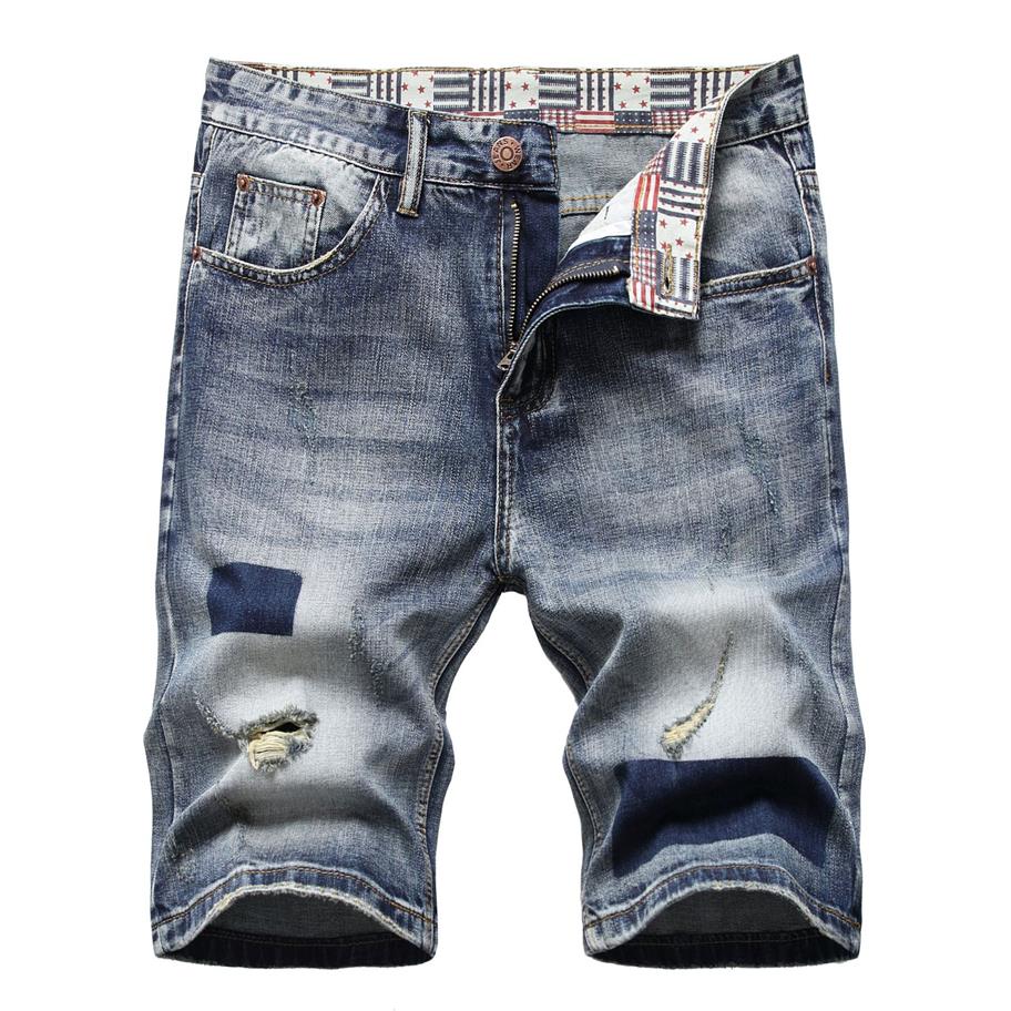 

Men Designer Printed Denim Shorts Summer Pocket Big Size Casual Ripped Distressed Holes Mens Jeans Slim fit Men's shorts Trou2014, D663
