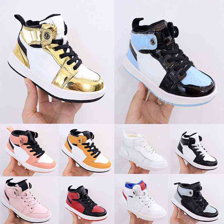 

Warm Winter Kids Sneaker with fur Mid Boys Leather I 1s Basketball Shoes Metallic Gold shadow mid black Sneakers Sports Running Shoes, #8