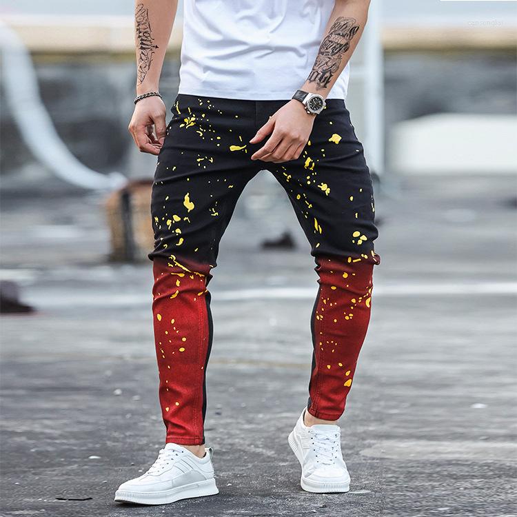 

Men' Jeans European And American Men' Stretch Skinny Gradient Painted StyleMen