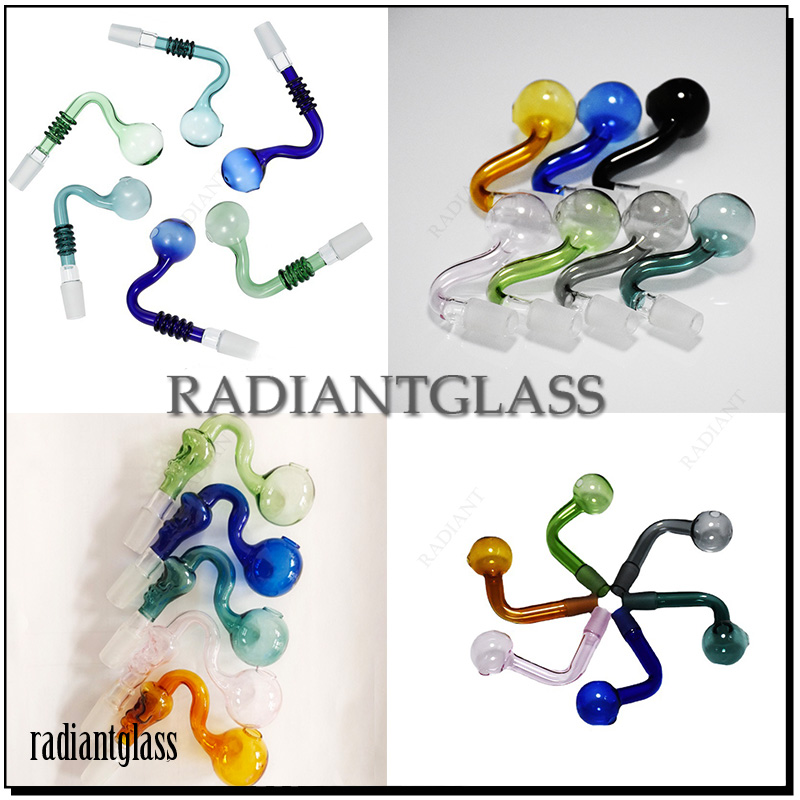 

Factory Wholesale pipes Colorful Pyrex Glass Oil Burner Pipe 14mm 18mm Male Bent shape design banger Nail four styles
