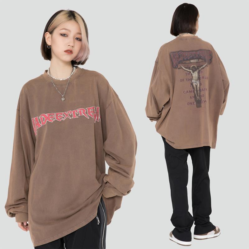 

Women's T-Shirt 2022 Summer T-Shirts Retro Jesus Letter Print Vintage T Shirt Womens Hip Hop Loose Streetwear Unisex Oversized Tops Cotton, Black