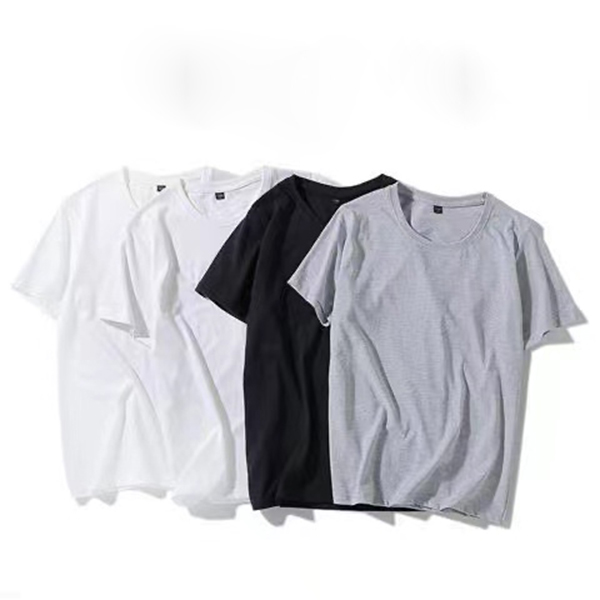 round neck solid color T shirt summer cotton bottoming short sleeved mens and womens half-sleevedH4C96