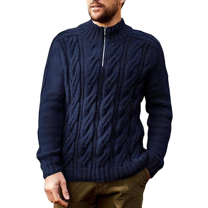 

Men's Sweaters Solid Color Zipper Half Turtleneck Long-sleeved Sweater Autumn/winter All-match Pullover Bottoming Shirt Harajuku SweaterMen', Black