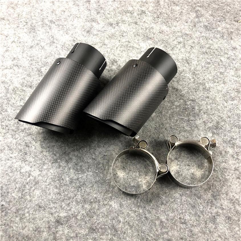 1 Piece Matte Black Carbon fiber Akrapovic Exhaust Pipe Car universal Auto Parts Stainless Steel AK Muffler tip Nozzles201P