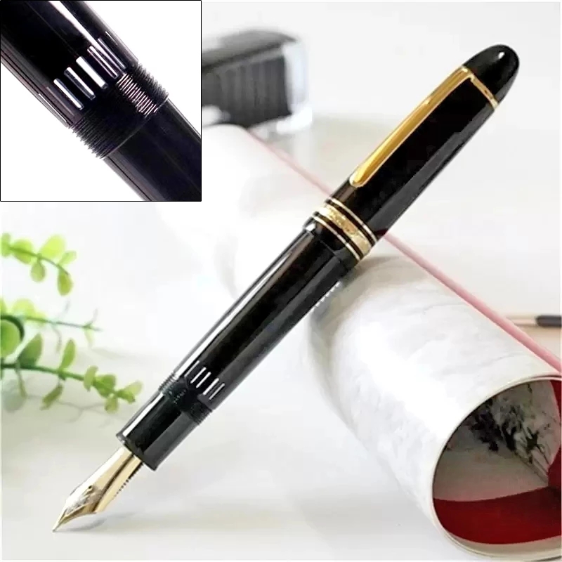 

GIFTPEN Luxury Msk-149 Piston Filling Fountain Pen Black Resin And Classic 4810 Gold-Plating Nib With Serial Number & View Window, As picture show