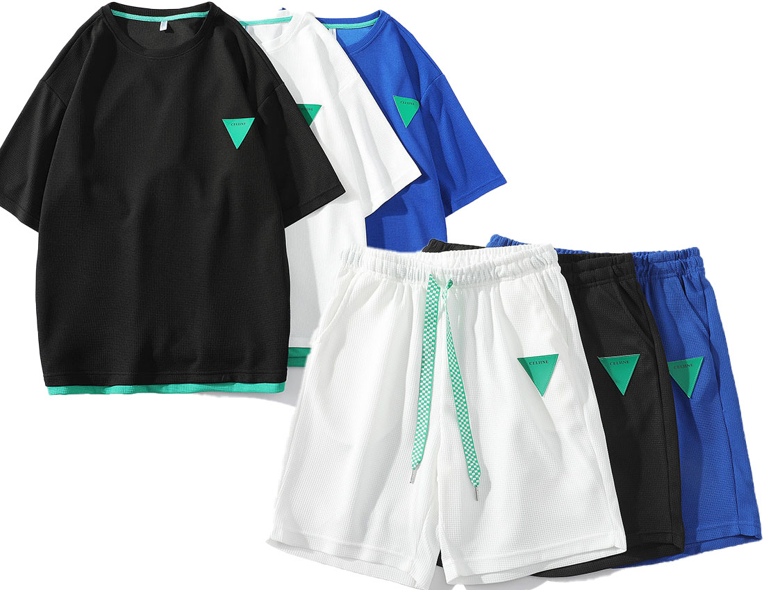 

fashion designer Tracksuits summer Pullover large suit with solid color two-piece short sleeved t Loose sportswear runing set simple luxury men's trend 2022 SS, Black