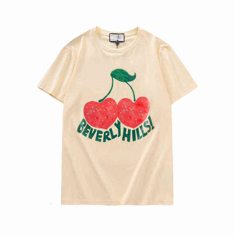 

2021s beverly hills Cherry designer t-shirt mens fashion clothing short sleeve women Punk print letter embroidery Cat Summer Skateboard tops, 24