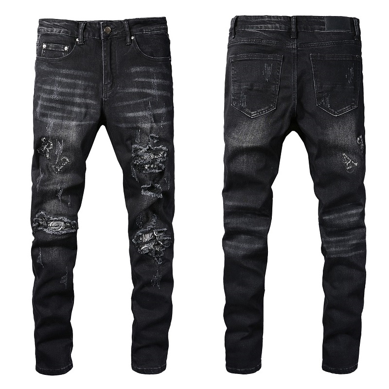 

2022 SS Fashion New Men Jeans Cool Mens Distressed Ripped Jeans Designer Straight Motorcycle Biker Causal Denim Pants Streetwear Style size, 831