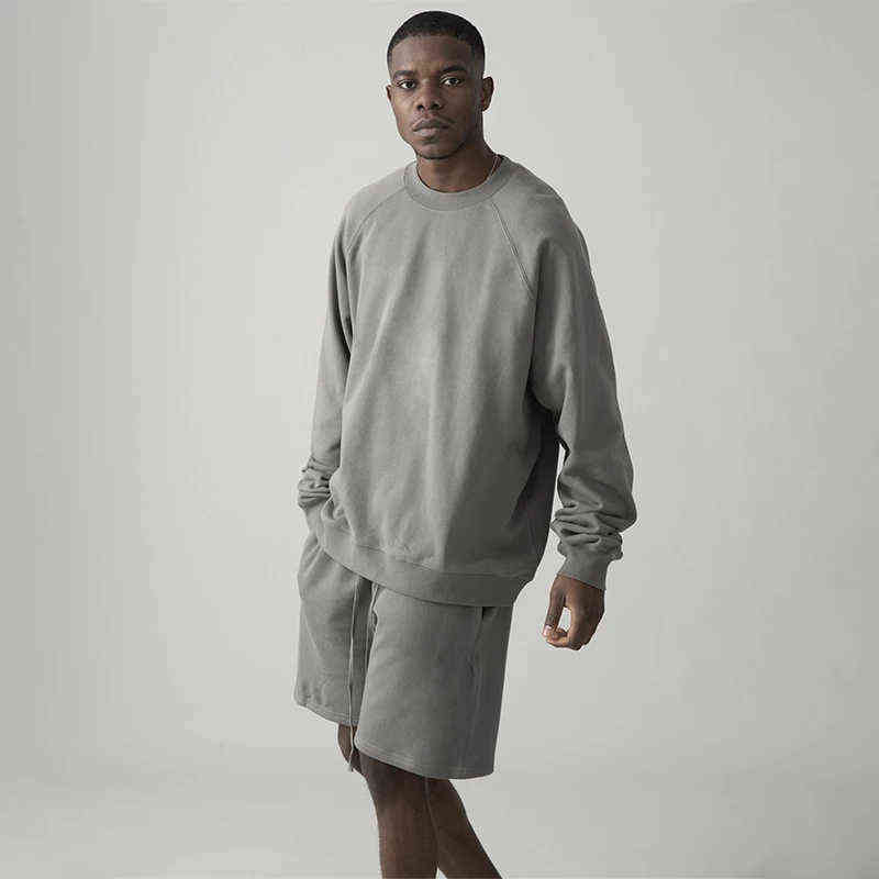 

2022 New Fashion Men' Solid Color Crewneck Sweatshirts 100% Cotton Hoodies Oversized High Street Hip Hop Unisex Pullover T220726, Black