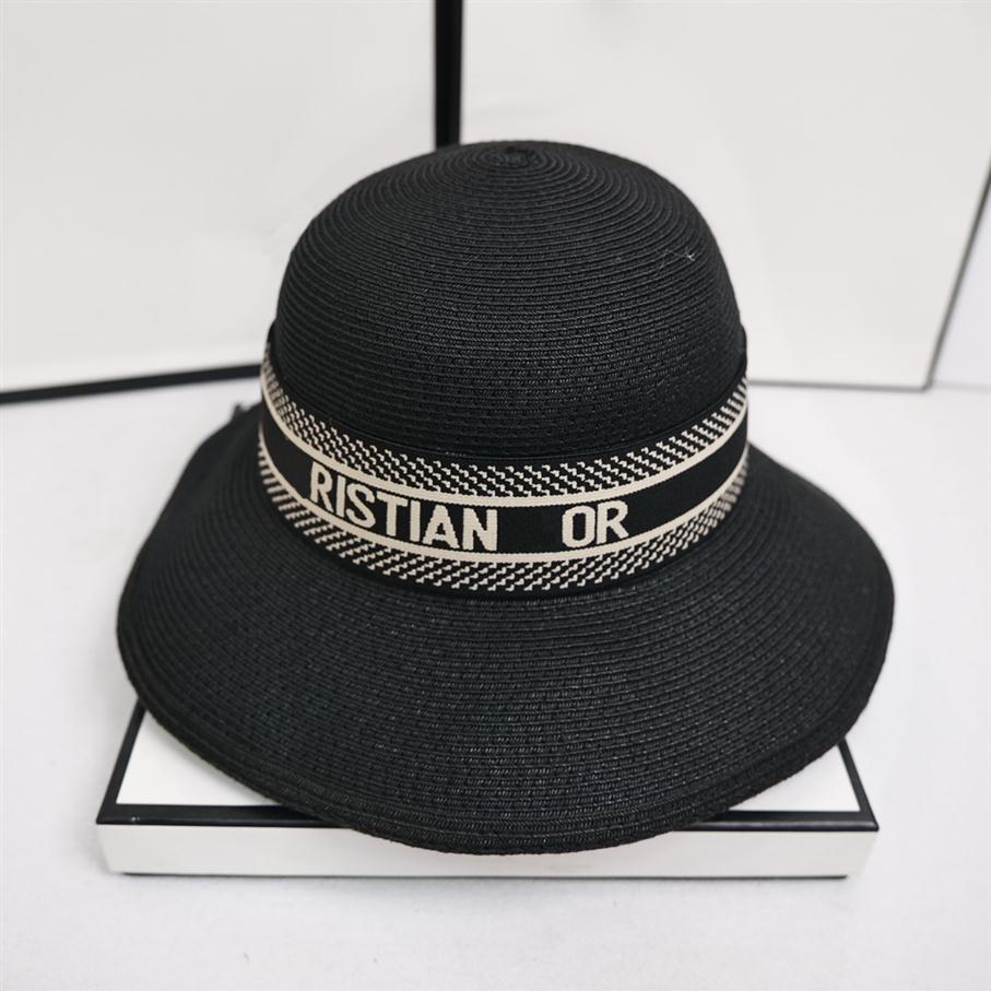

Desingers bucket hats Luxurys Wide Brim Hats Straw weaving solid colour letter sunhats fashion trend travel buckethats High Qualit2644, White
