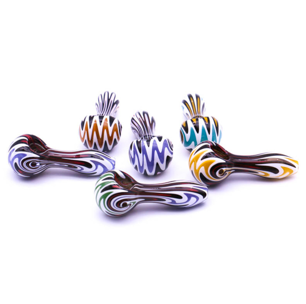 

Glass Pipe hand Pipes Fantasy Stripe glass smoking pipes 4" Glass spoon pipes Bubbler For Dry Herb