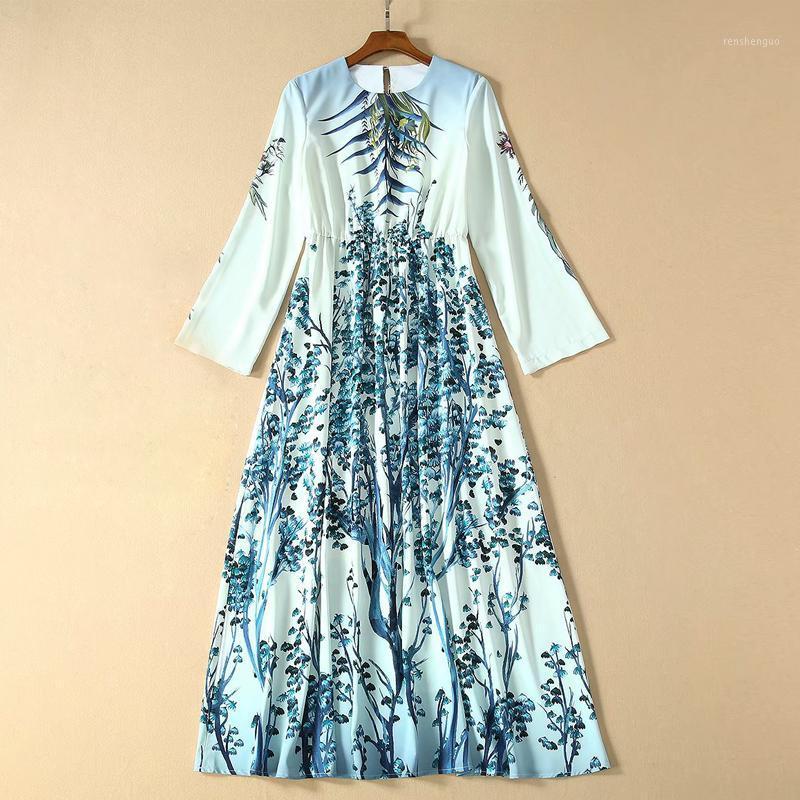 

Casual Dresses Est HIGH QUALITY Fashion 2022 Runway Dress Women' Long Sleeve Vintage Floral Holiday Dresss, As pic