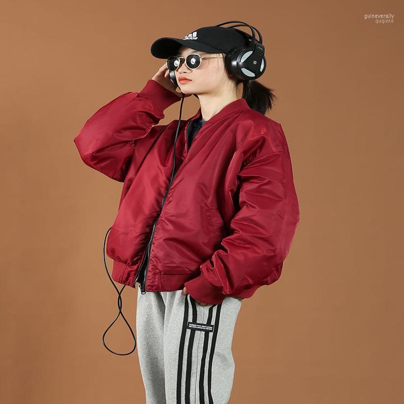 

Women' Down & Parkas 80502 Front And Back Two Wear Baseball Jacket Cotton Stand Collar Chaogang Style Bread Jac Guin22, As pic