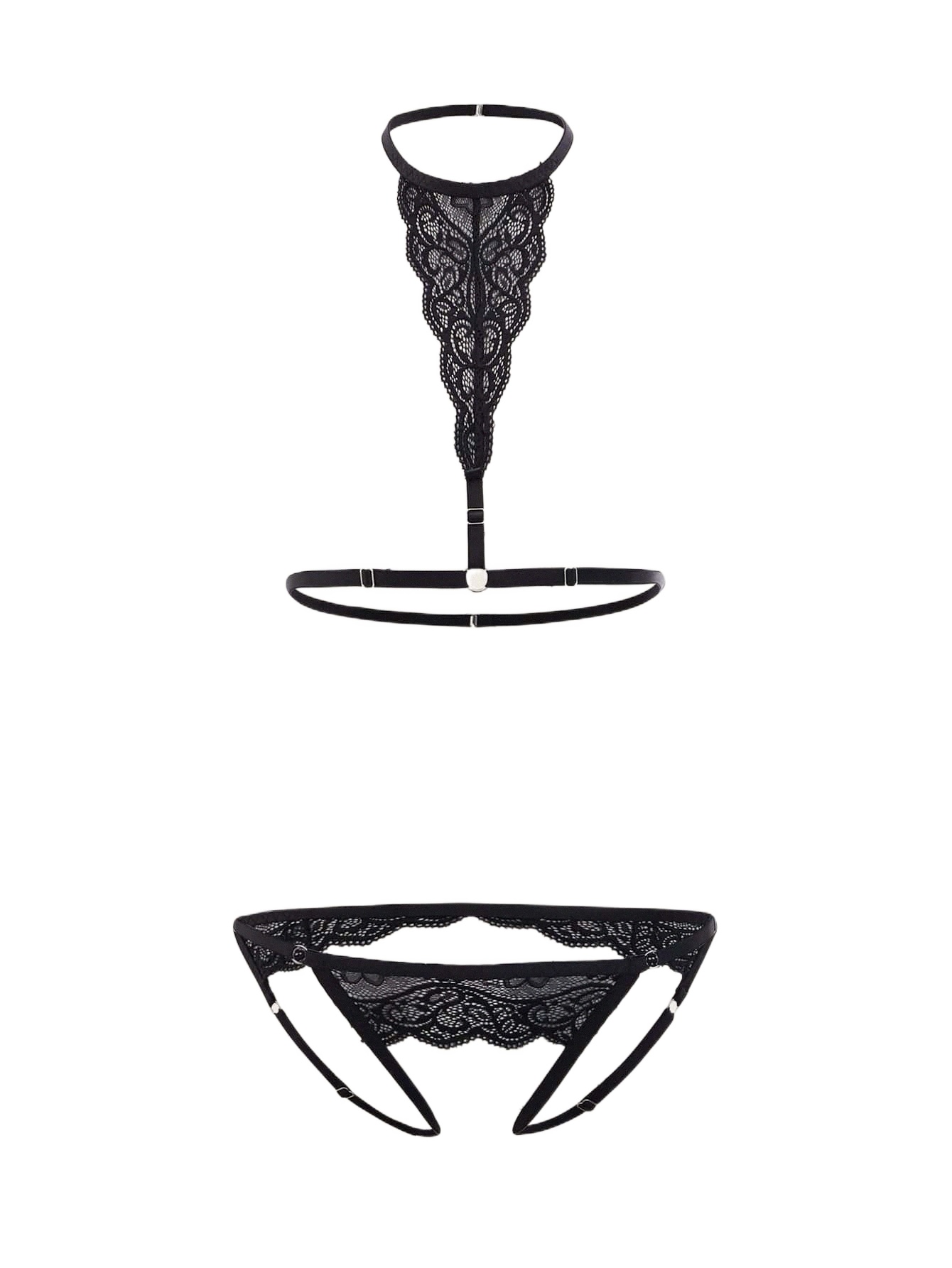 

cut Out Eyelash Lace Lingerie Set H91a#, Black