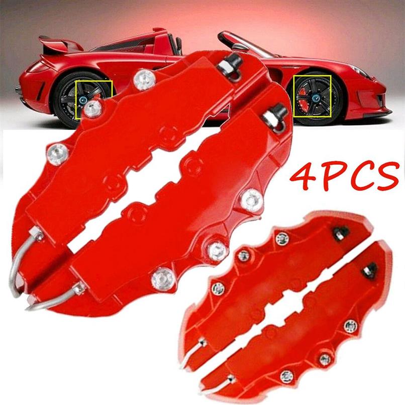 

4pcs Car Disc Brake 3D Red ABS Plastic Caliper Covers Front Rear Automobile Brake Kit For 16''--22'' Wheel Bra291J