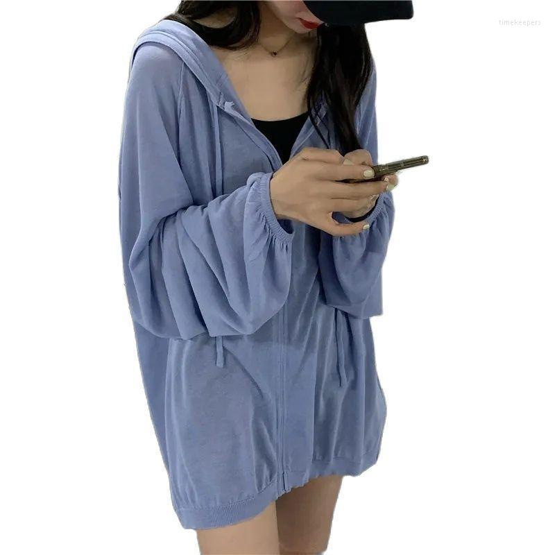 

Women's Knits & Tees Large Loose Ice Silk Long Sleeve Hooded Sunscreen Clothes Women's Breathable Coat P3 770Women's Time22