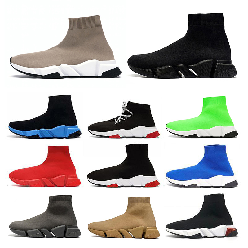 

2022 designer socks trainers sport shoes 2 womens mens speed 1.0 flat casual shoes balencigas tripler étoile vintage Graffiti sock boots luxury platform sneakers, A26 clear sole black red