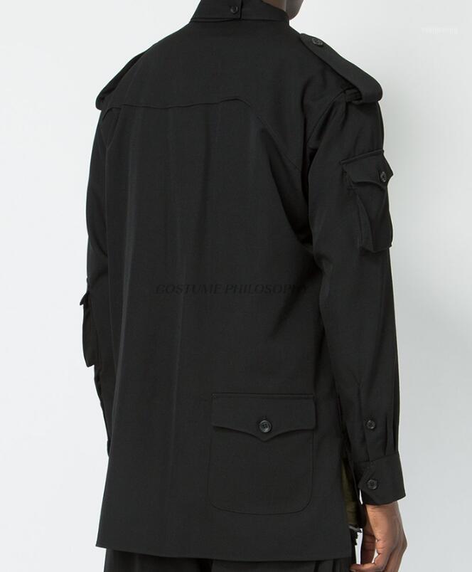 

Men' Casual Shirts -6XL / Spring Fashion Personalized Custom Loose Multi-pocket Shirt1, Black