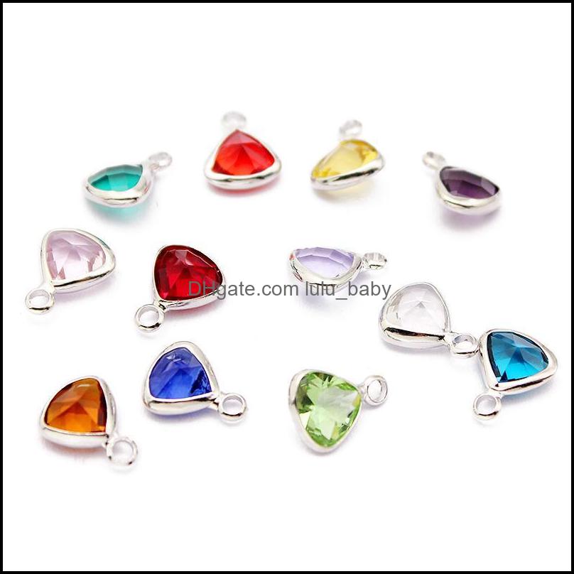 

Charms Jewelry Findings Components Fashion Crystal Charm 12 Colors Triquetrous Birthstone For Bacelets Necklace Diy Making Wholesaler Drop