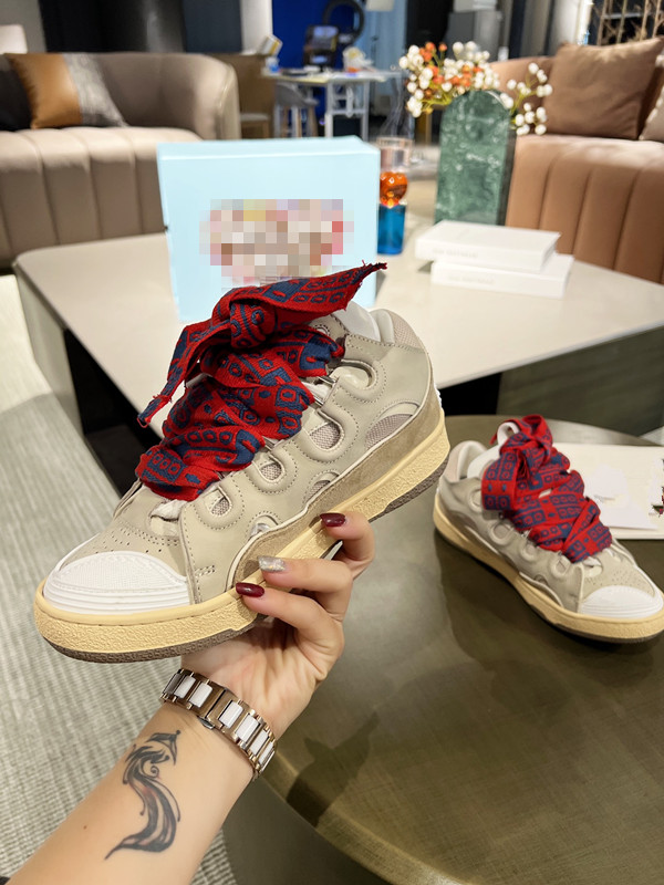

luxury lLAN men's Running CURB leather Sneakers women shoes Bur House chaussures de designer sports lanviin Platform Casual Top With diamond bread shoe 0504, 01