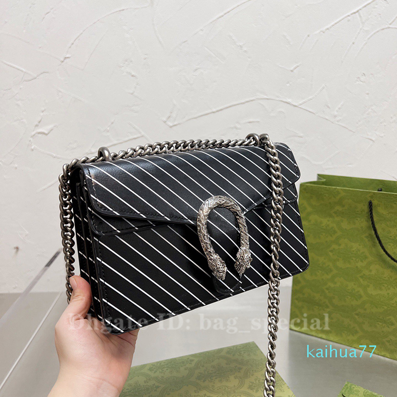 

Famous Aria Handbag Designer Women Fashion Chain Shoulder bag Luxury Wallets Slant Stripe Print Ladies Leather Crossbody Bag Retro Tote, Extra shipping fee