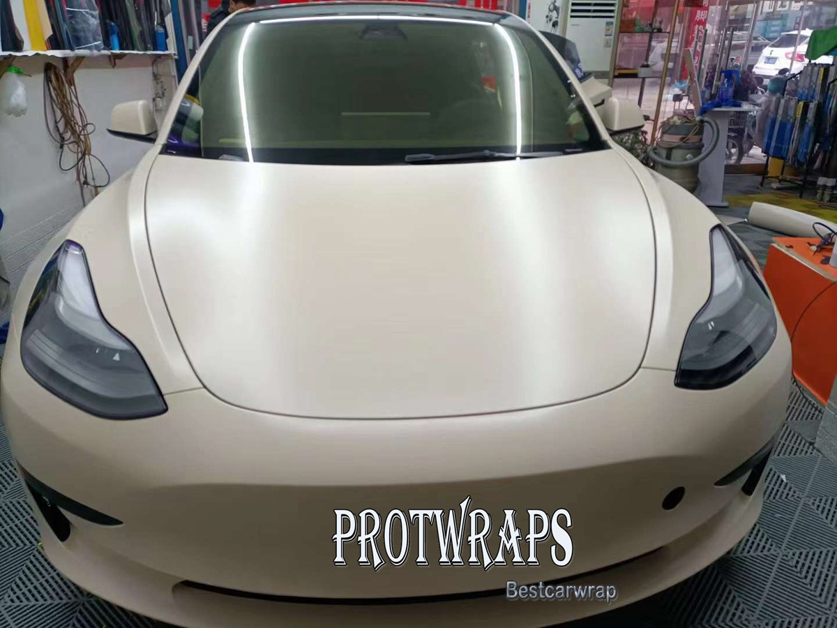 Premium Super Matte Ivory Yellow Sticker Vinyl Wrap Whole Car Body Wrapping foil Covering 1080 Series Initial Low Tack Glue 1.52x20m Roll 5x65ft