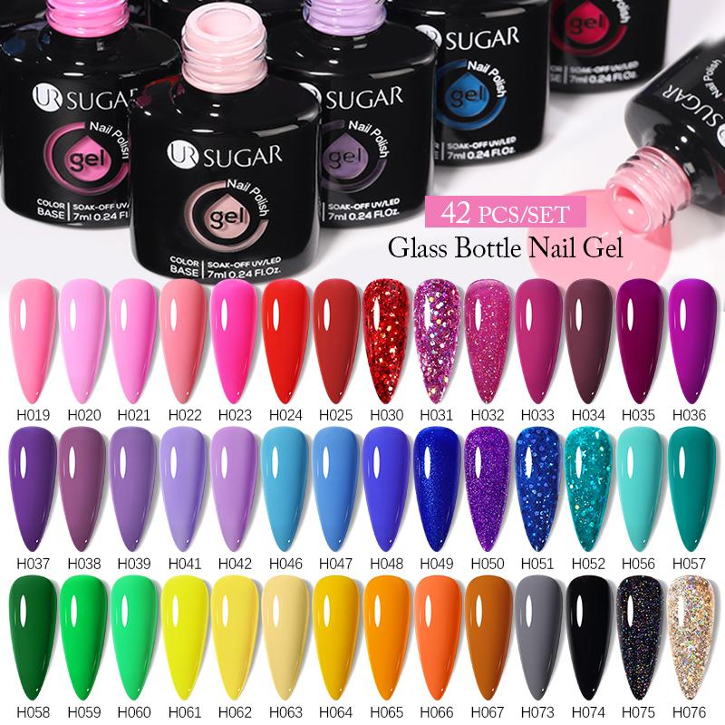 Kits d'art d'ongle 7ml 42/20/12/10 pièces ensemble de vernis à gel printemps été brillant Cool UV LED vernis verre bouteille en plastique bricola