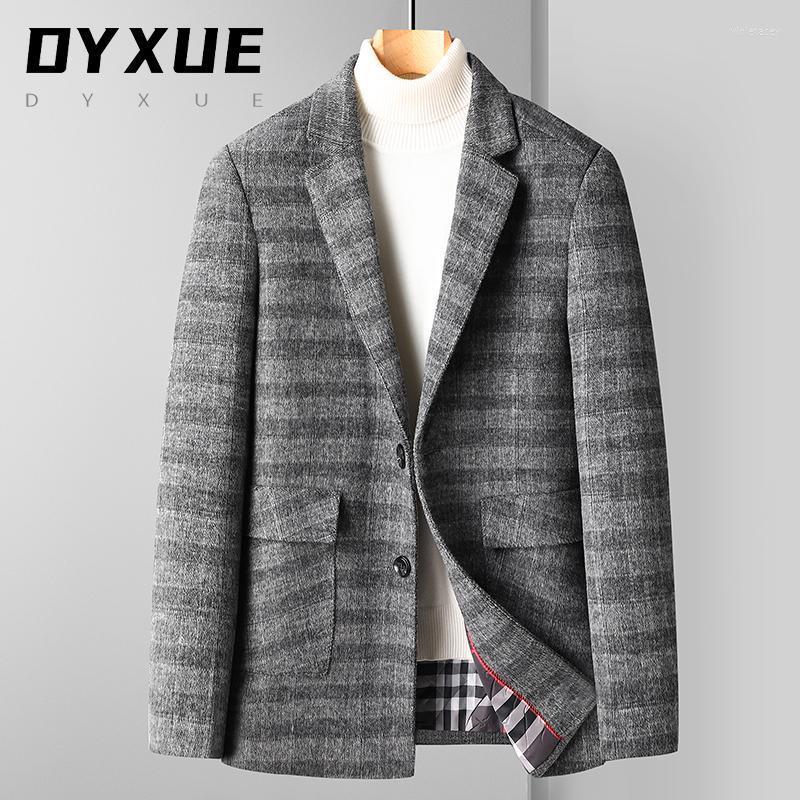 

Men's Wool & Blends 2022 High-quality Brand Winter Tweed Coat Plaid Thickened Lapel Jacket Casual Fashion Warm European Luxury Viol22, Brown