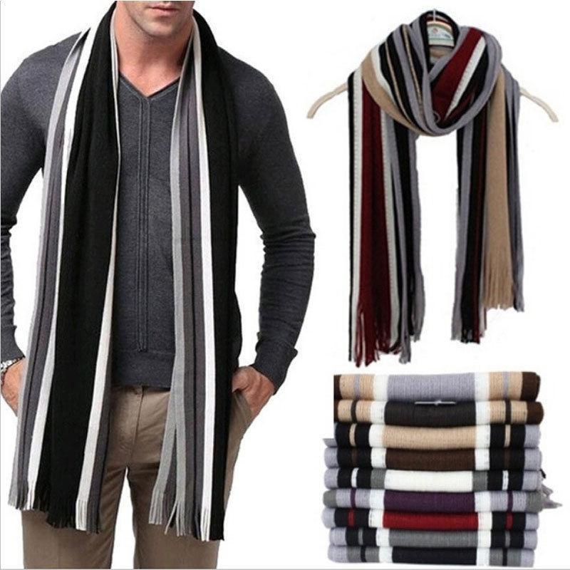

Scarves Fashion Winter Warm Men Classic Cashmere Shawl Fringe Stripe Tassel Long Soft Scarf Xmas ScarvesScarves
