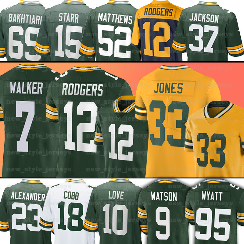 

12 Aaron Rodgers Football Jerseys Packer 33 Aaron Jones Jaire Alexander Christian Watson Quay Walker Devonte Wyatt Allen Lazard Mason Crosby Dillon, Men(bao zhuang gong)