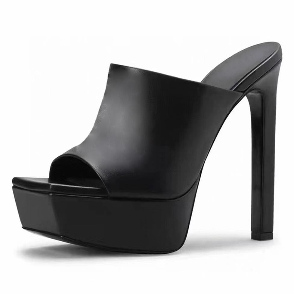 Stietto Talons pantoufles Qualité Medusa Aevitas Gétille en cuir sandales 14cm talons plate-forme carrés chaussures de tête carrée