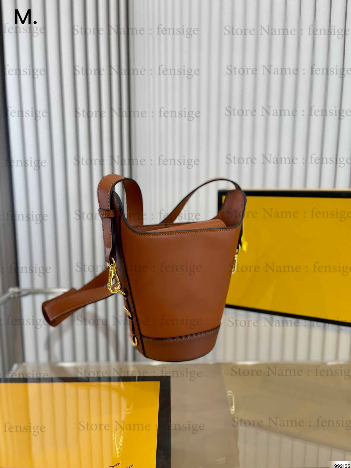 

Designer Brown Roma Logo Leather Bucket Bag Mini Tote Handbag Womens Open Simple Crossbody Women Purse Orange Satchel, 1#