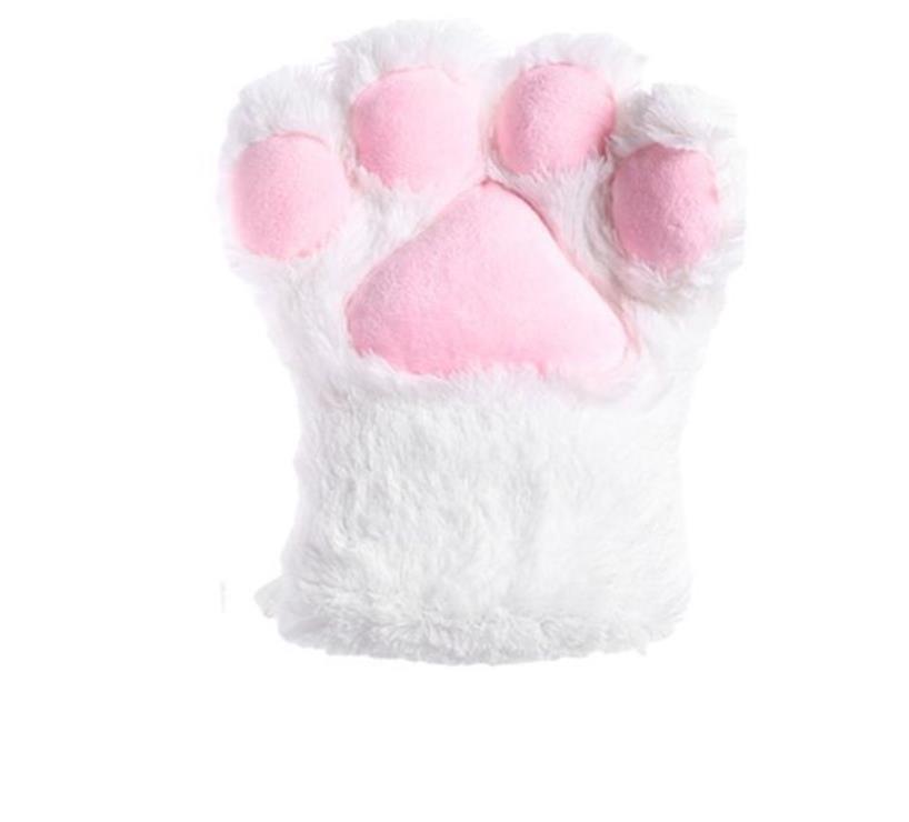 

Cosplay Furry Cat Bear Paw Glove Wolf Dog Fox Claws Gloves Anime Costume Accessories Women Girls Plush Hand Cover Mittens For Christmas Halloween Party, White