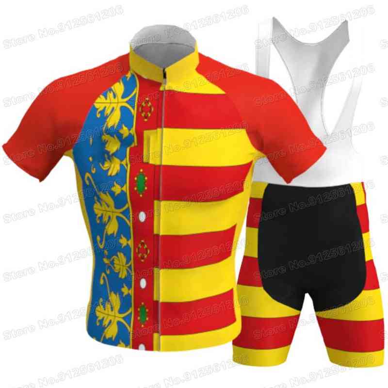 

Valencia Spain cycling Jersey Set Summer Cycling Clothing Road Bike Shirt Suit Bicycle Bib Shorts MTB Maillot Ciclismo Ropa