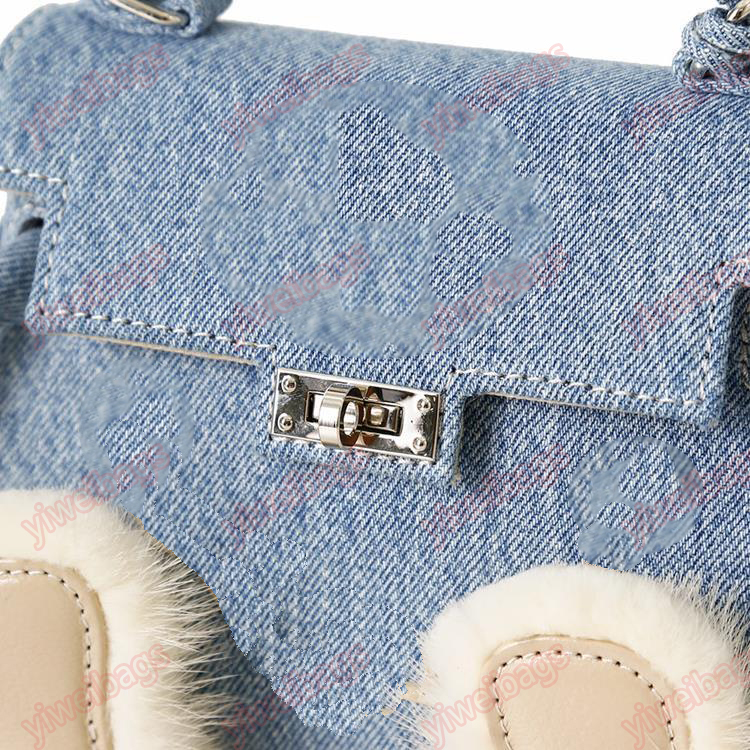 

Designer Women Fashion Bag Readymade Little Monster Mink Chain Crossbody Denim Washed Kelli Handbag Cute Smiley Shoulder Bag sj, 01