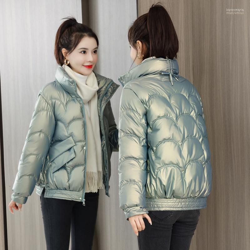 

Women' Down & Parkas Winter Jacket Women Fashion Bright Cotton Puffer 2022 Short Korean Loose Coat Bubble Commute Buttons Kare22, Sweet pink