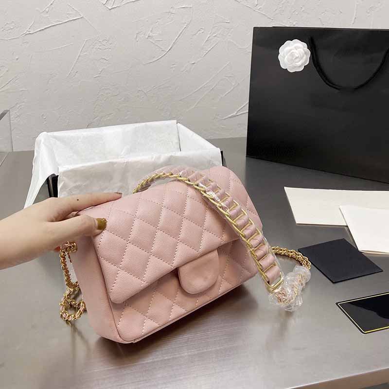 

20cm Mini Flap Designer Bags Caviar Stitched Chain Coin Pendant Handbag Designers Gold-Tone Metal Hardware Quilted Shoulder Bag Tassel Crossbody Bags For Women ZH, Red