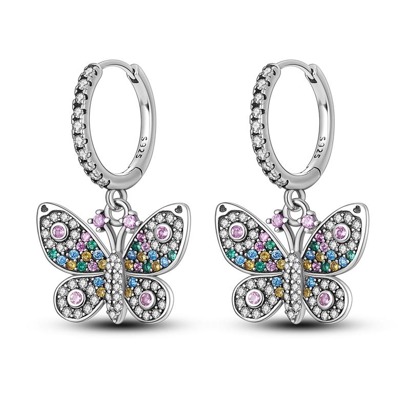 

Hoop & Huggie Luxury Earrings Silver Color Sparkling Pave Cubic Zirconia Butterfly For Women Girl Female Fashion JewelryHoop