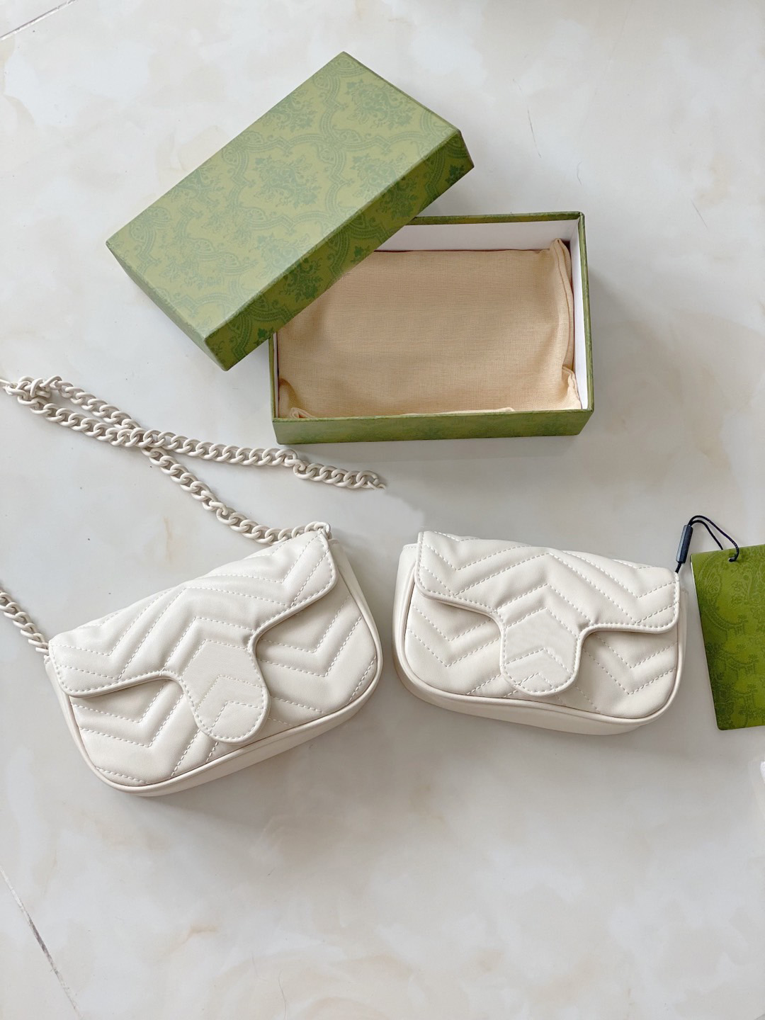 

TZ Women's White Marmont Collection Waist Bag V-quilting With Ceramic Effect Finish Design Shoulder Bag Luxurious Designer bags handbags 18/16.5CM, Customize