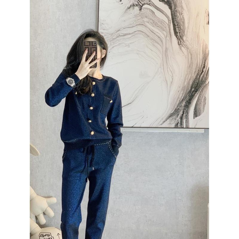 

Women' Two Piece Pants Spring Autumn Knitted Tracksuit Women Sets Set Top And Wide Leg 2 Casual Suit Outfits X90