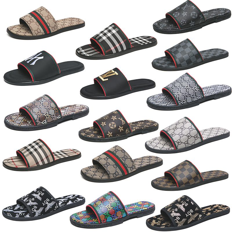 

Mens Designer slippers Grid pattern stripe embroidery slides sandals men Luxury brand summer beachflip flops flat platform sneakers laether rubber sandal Sneaker, 1933 gold