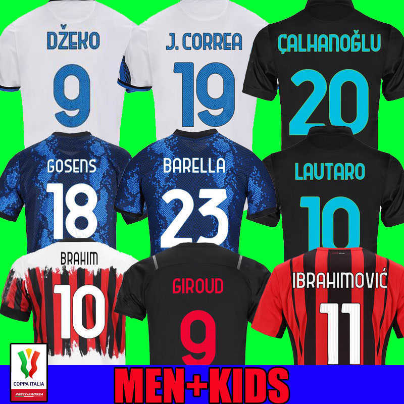 

BARELLA GOSENS soccer jersey Coppa Italia FINAL Calhanoglu LAUTARO DZEKO CORREA inter 21 22 football shirts GIROUD IBRAHIMOVIC MILANS 2022, Away